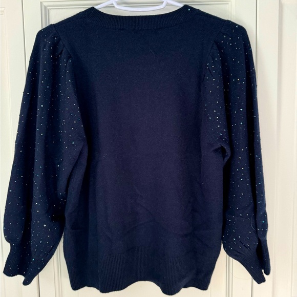 Autumn Cashmere crystal embellished navy blue cashmere sweater size XS - Picture 2 of 5